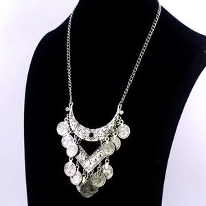1 LEFT!✨Boho Silver Coin Statement Necklace✨